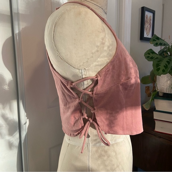 TIMING Velvet Crop Top MAUVE, medium - Picture 3 of 6